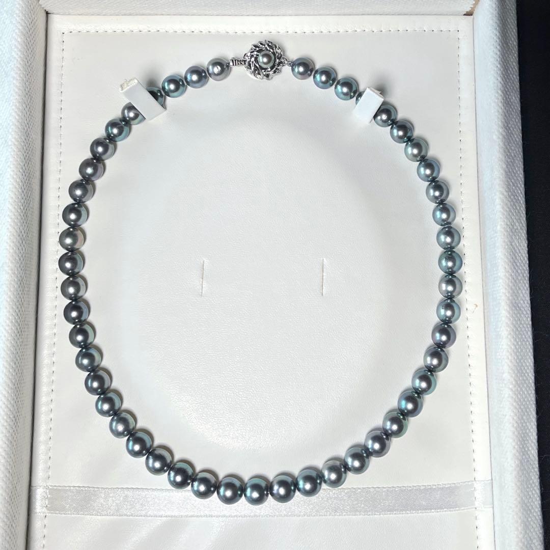 極美品 アコヤパール シルバーグリーン ネックレス 7.9〜8.3㎜ M469
