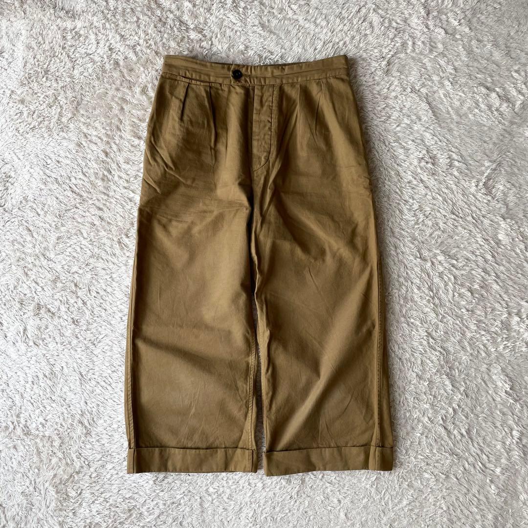 美品 MHL クロップドコットントラウザーズ 3 ブラウン