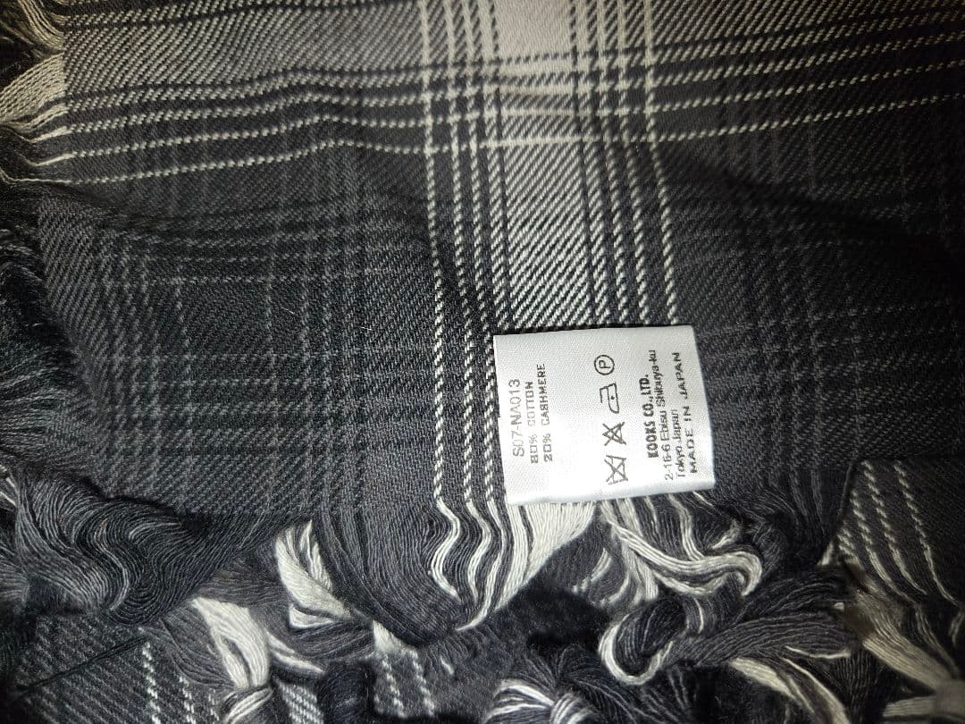 ナンバーナイン★07ssチェックストール★黒★ソロイスト