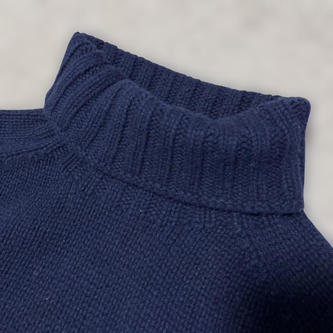 インバーアラン　ハンドニット　スコットランド製　英国製　ネイビー タートルネック