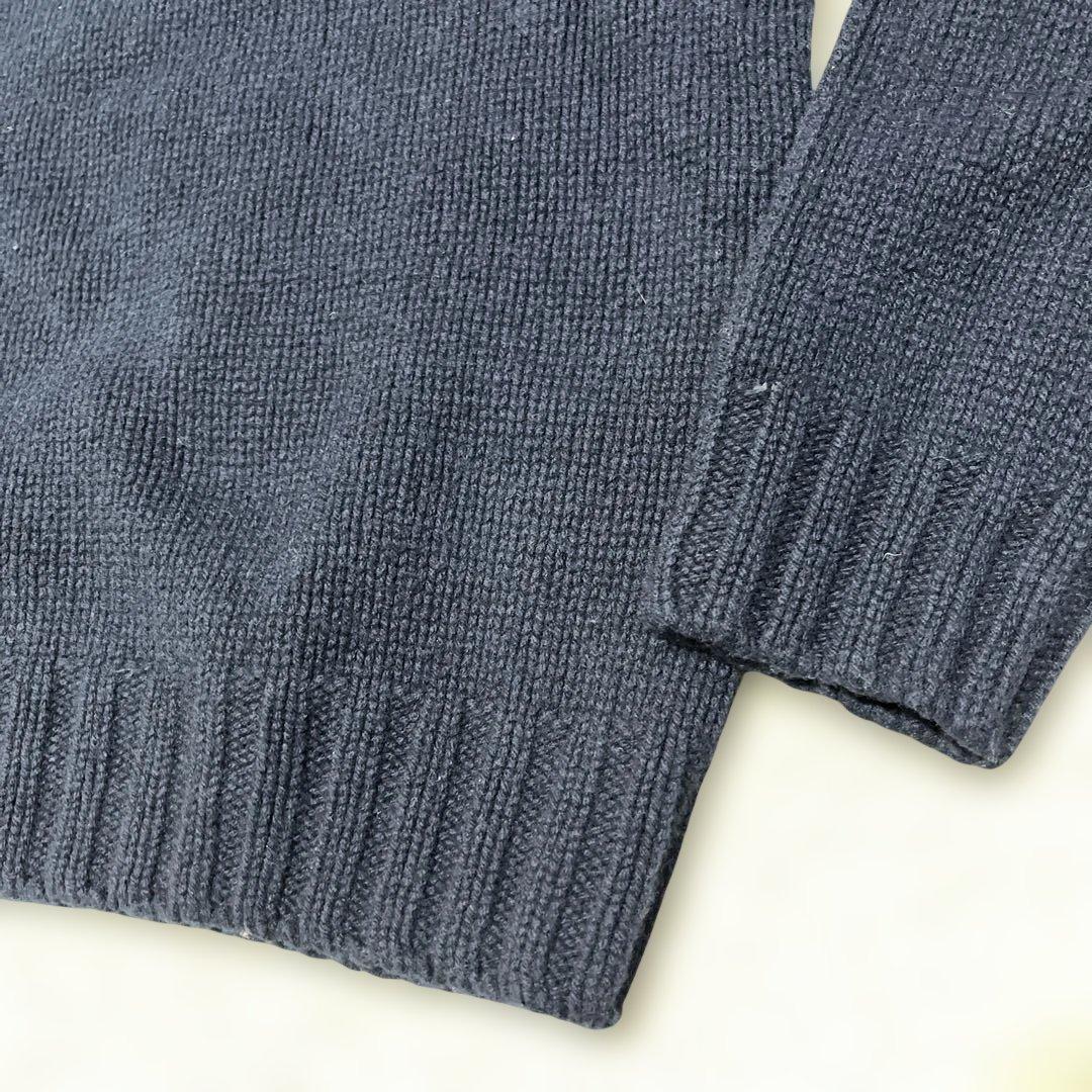 インバーアラン　ハンドニット　スコットランド製　英国製　ネイビー タートルネック