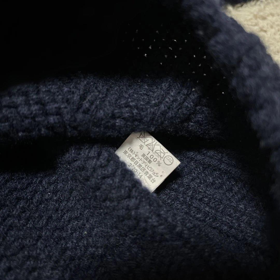 インバーアラン　ハンドニット　スコットランド製　英国製　ネイビー タートルネック