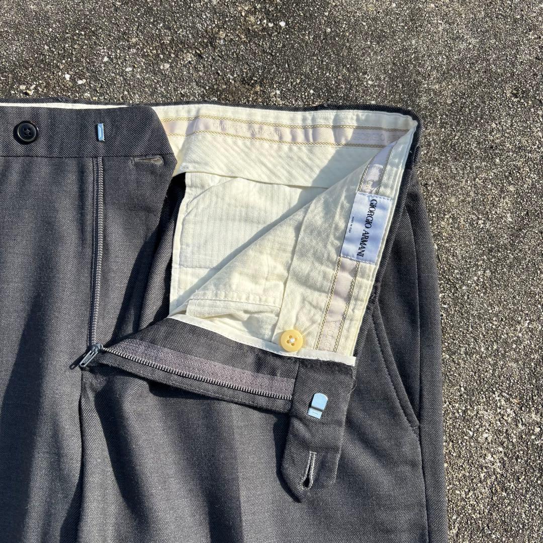 90s イタリア製 GIORGIO ARMANI ウールスラックス グレー