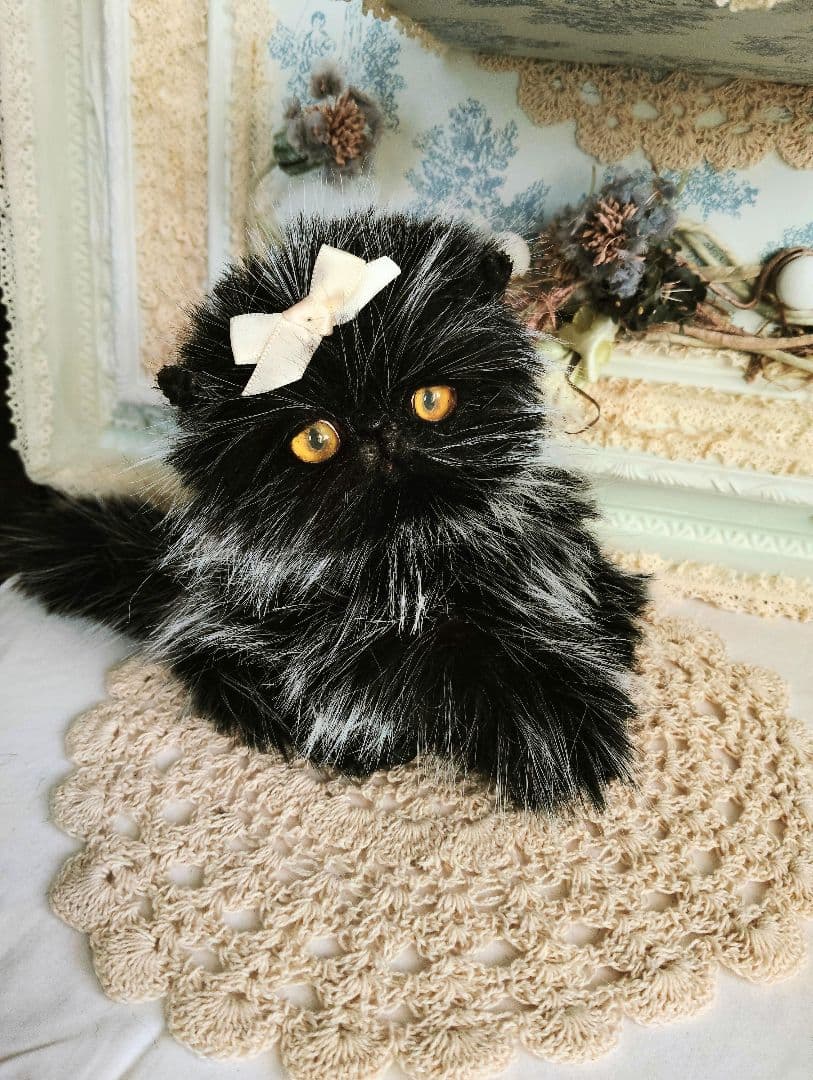 ふわふわ♡黒猫スイーツちゃん♡子猫♡アートドール♡ぬいぐるみ♡