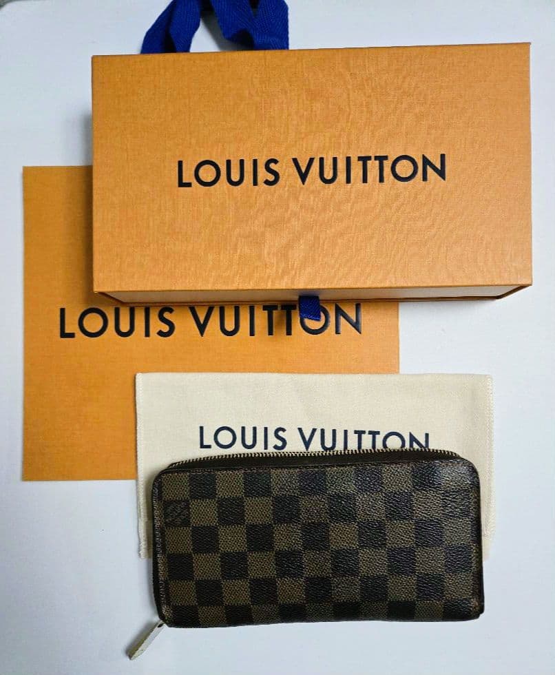 中古品ルイヴィトン ダミエ ジッピーウォレットラウンドファスナー長財布