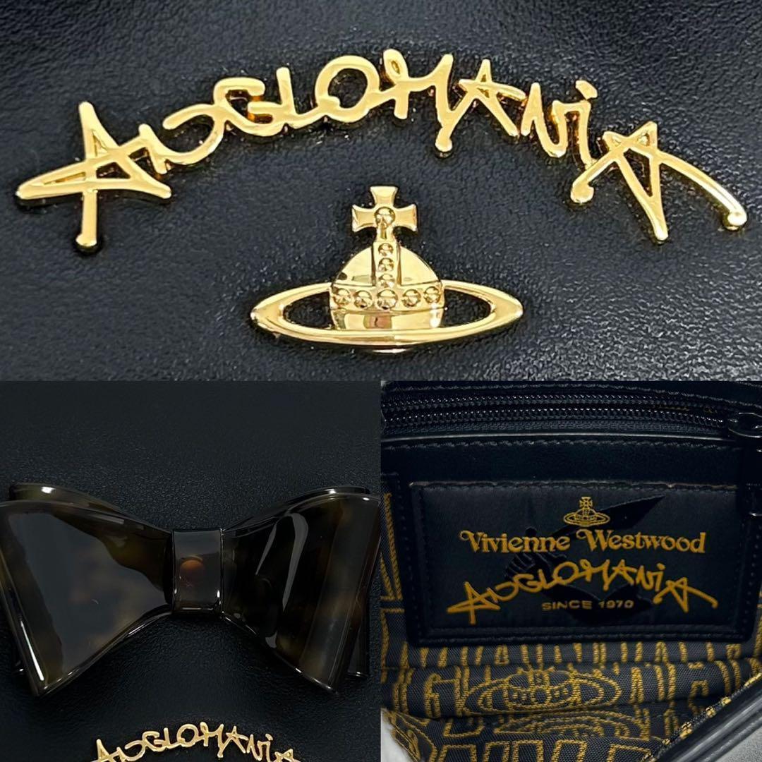 【美品】ヴィヴィアンウエストウッド ショルダーバッグ レザー オーブ リボン 黒