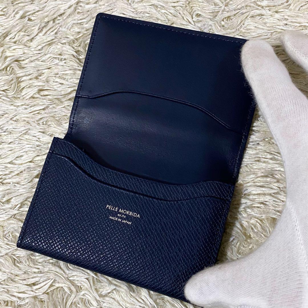 【未使用級】ペッレモルビダ 名刺入れ カードケース ネイビー 二つ折り