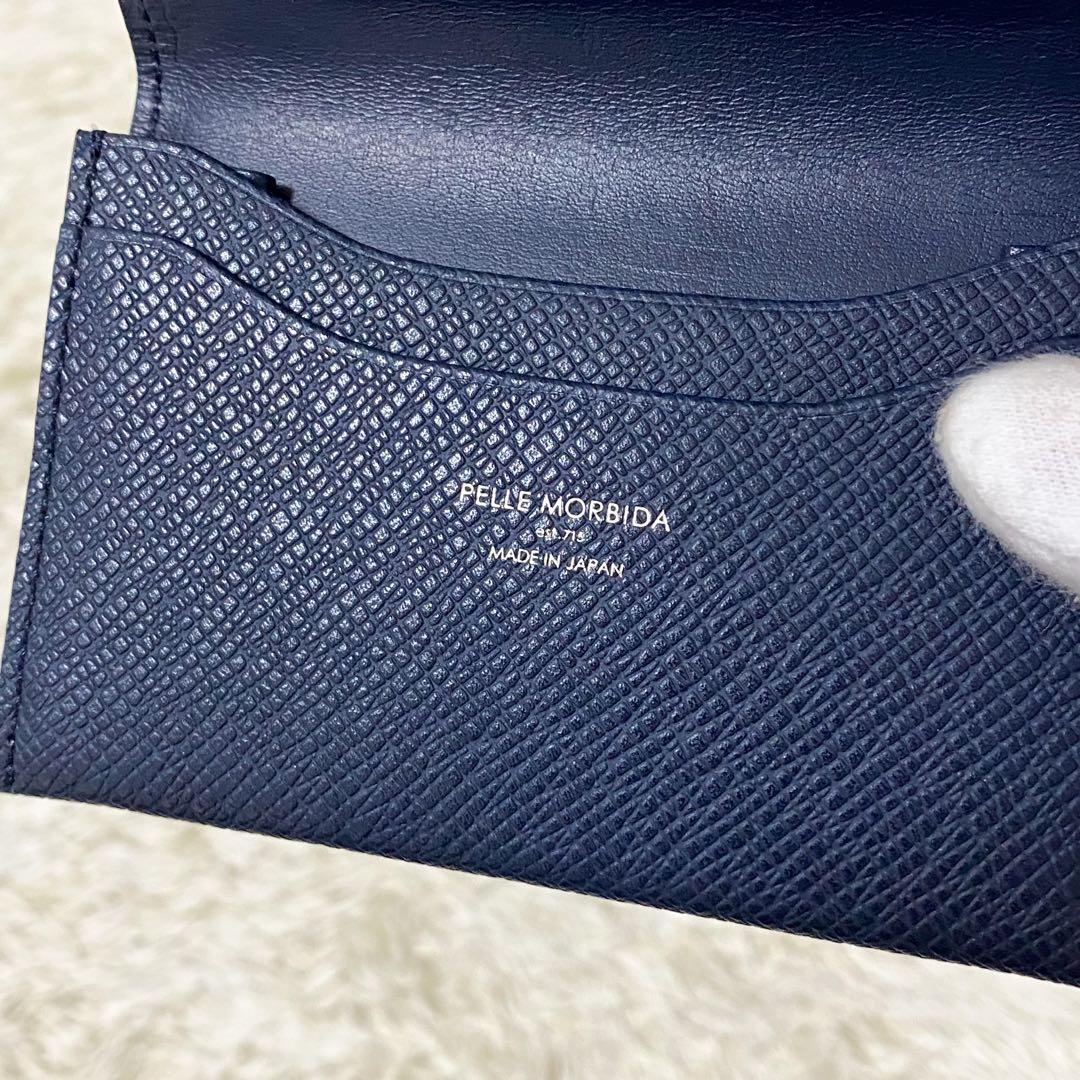 【未使用級】ペッレモルビダ 名刺入れ カードケース ネイビー 二つ折り