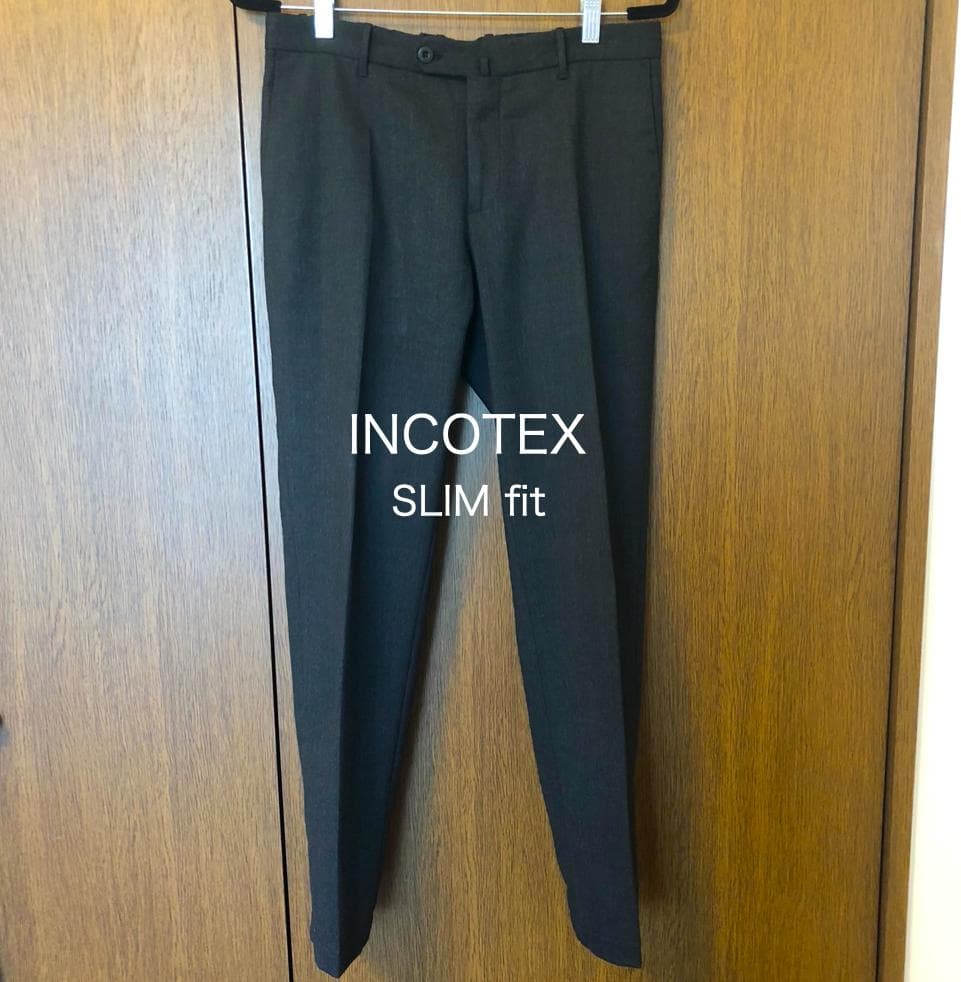 【INCOTEX】SLIM FIT ウールスラックス 48 シャーリング
