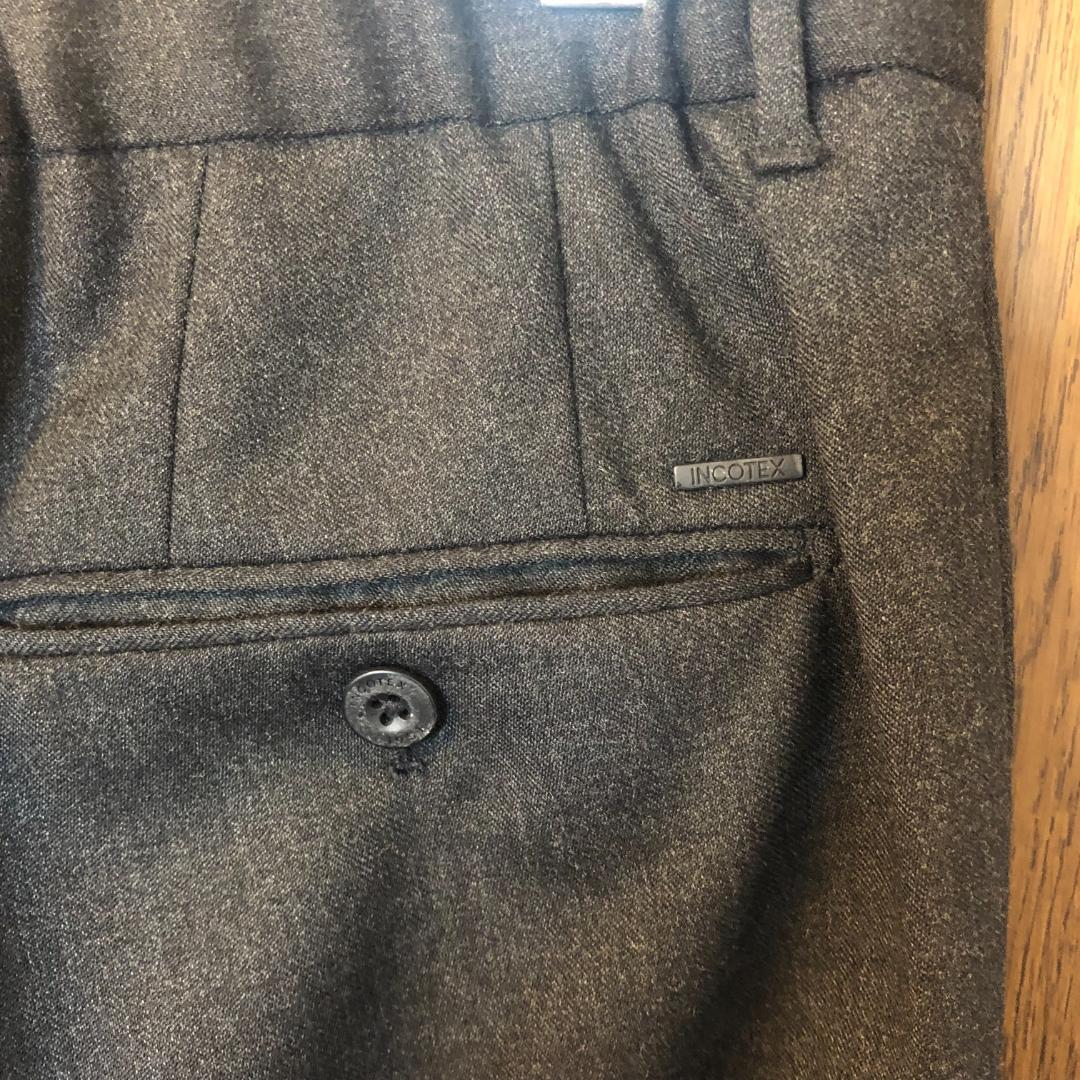 【INCOTEX】SLIM FIT ウールスラックス 48 シャーリング