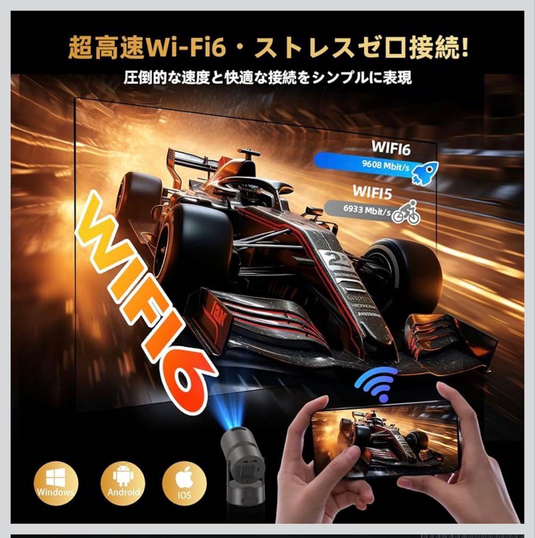 ロジェクター 家庭用 超小型　バッテリー内蔵・Android TV搭載　270°