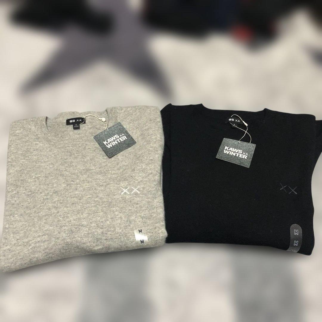 S*t様 ユニクロ　KAWS カシミヤセーター Mサイズ グレー ブラック 2色