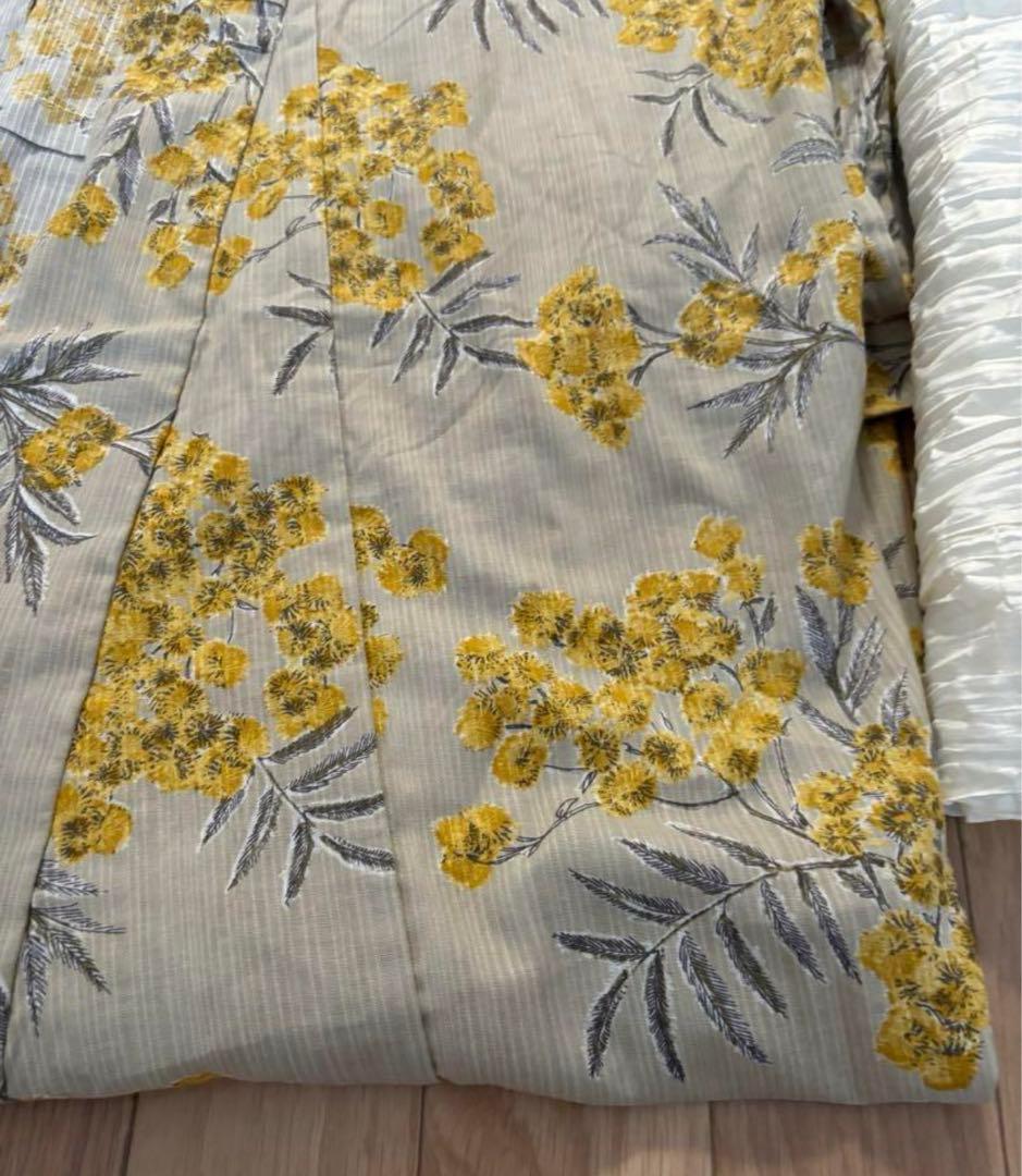 utatane 高級変わり織 浴衣2点セット　黄色のミモザ