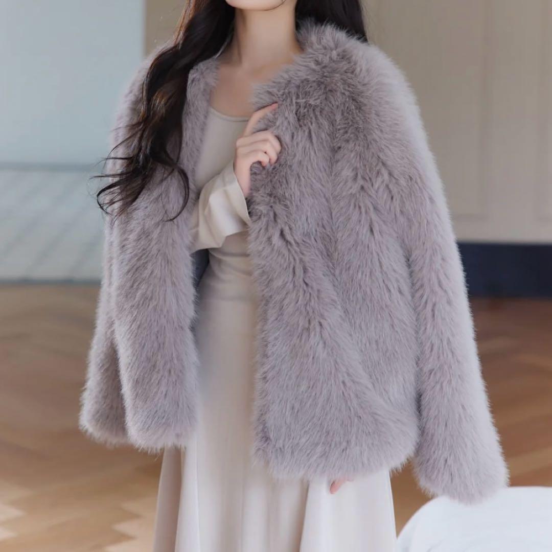 【美品✨】polaura ポローラ　２WAYファーブルゾン　グレー