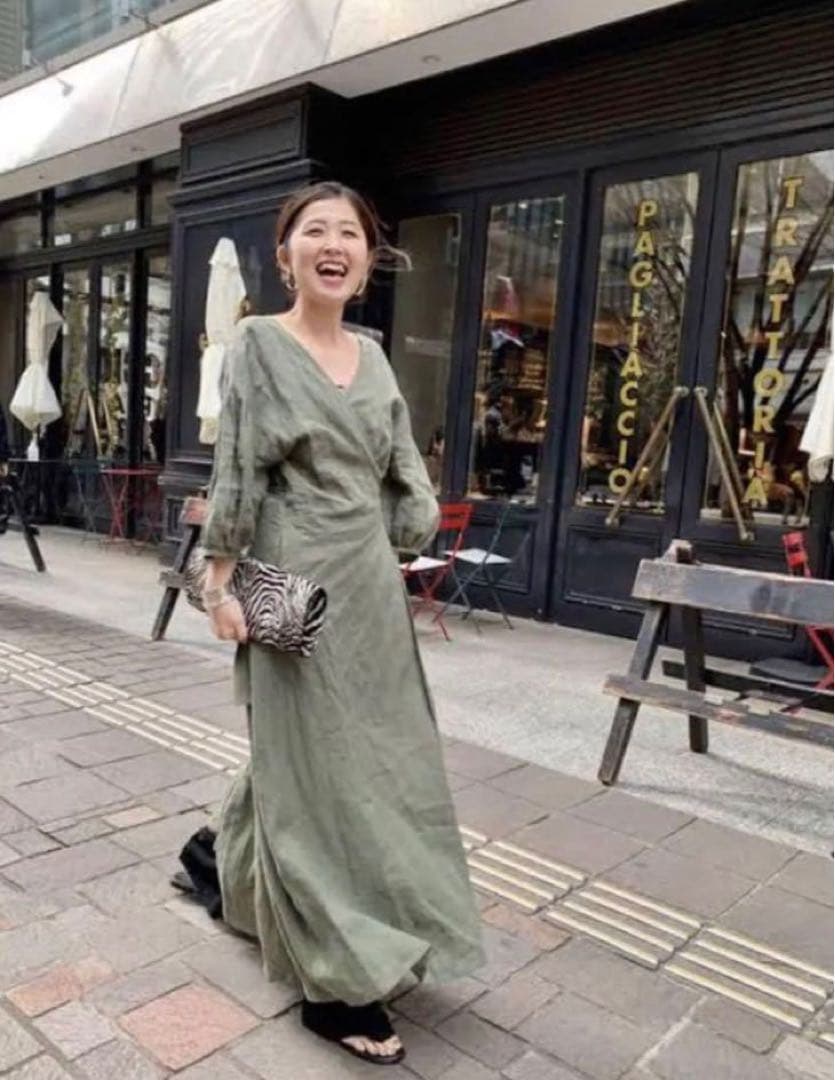 L'Appartement リネンカシュクールマキシワンピース