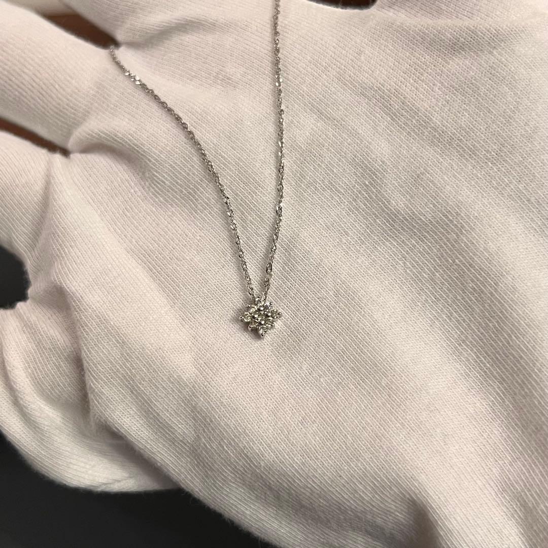 ＊美品＊K18WG 0.1ctダイヤモンドネックレス