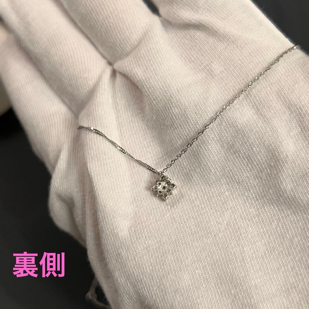 ＊美品＊K18WG 0.1ctダイヤモンドネックレス
