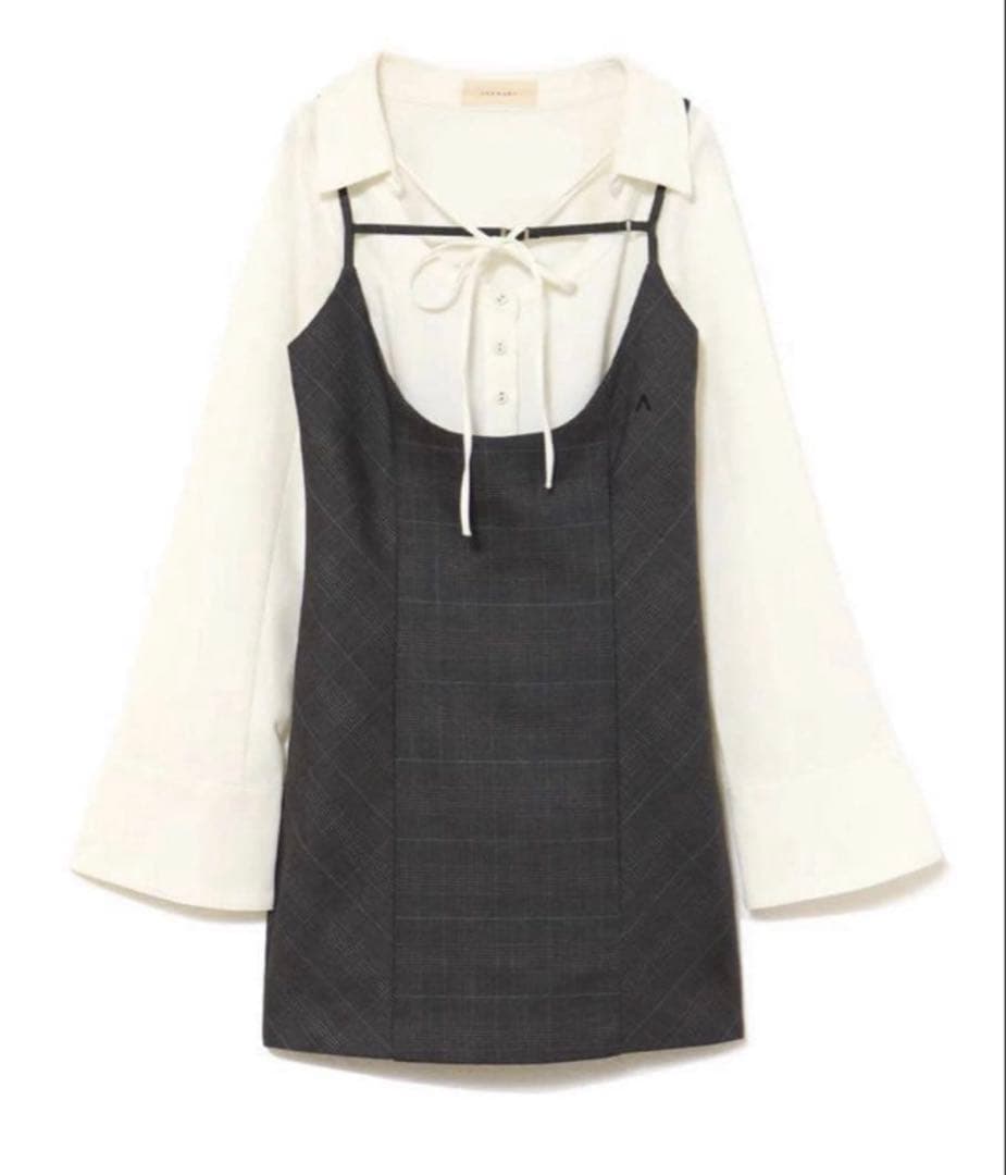 ワンピース ANDMARY Betty layered check dress gray