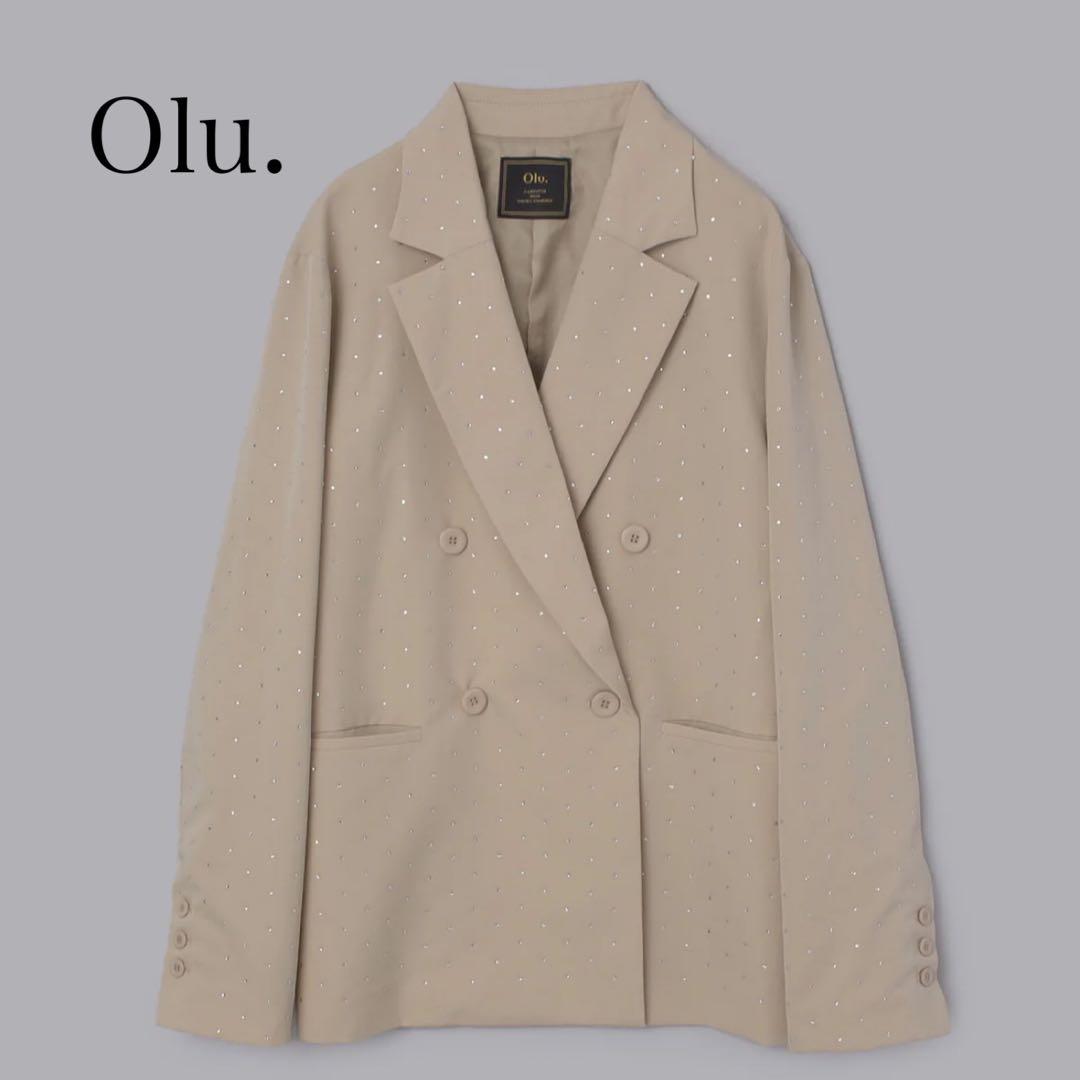 極美品 Olu.（オルドット）ラインストーン ダブルジャケット ベージュ F