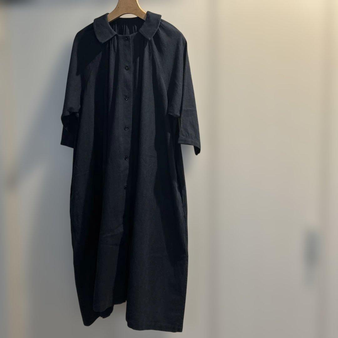 【専用】ランフランセダンタン コットン　ギャザーワンピース　ネイビー