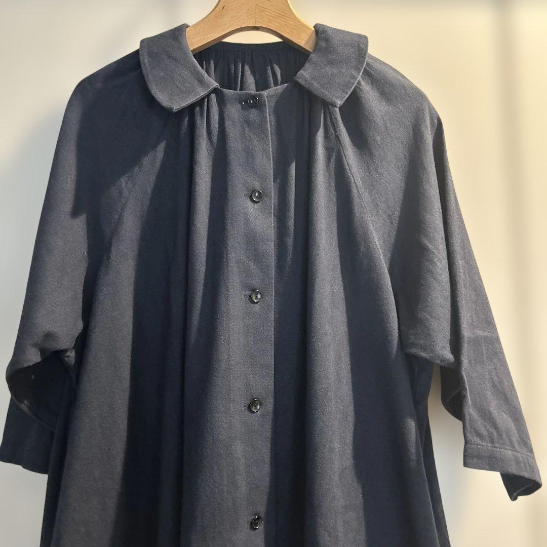 【専用】ランフランセダンタン コットン　ギャザーワンピース　ネイビー