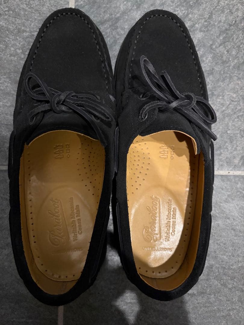 パラブーツ　デッキシューズ　ブラック　スエード