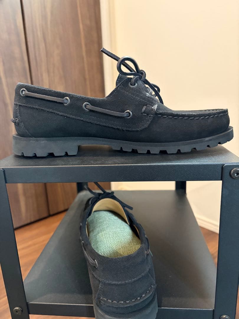 パラブーツ　デッキシューズ　ブラック　スエード