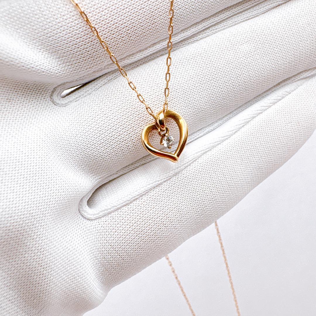 う*ん様 【4℃】K10PG ハートモチーフ ダイヤモンド ネックレス 40cm