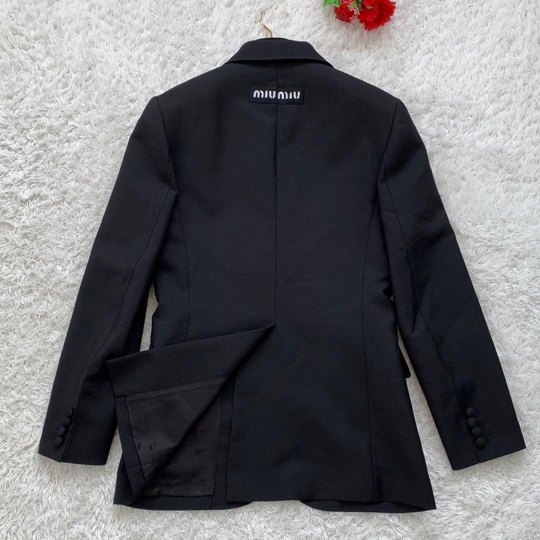 ［タグ付き未使用］MIUMIU バックロゴ　テーラードジャケット　モヘヤ60