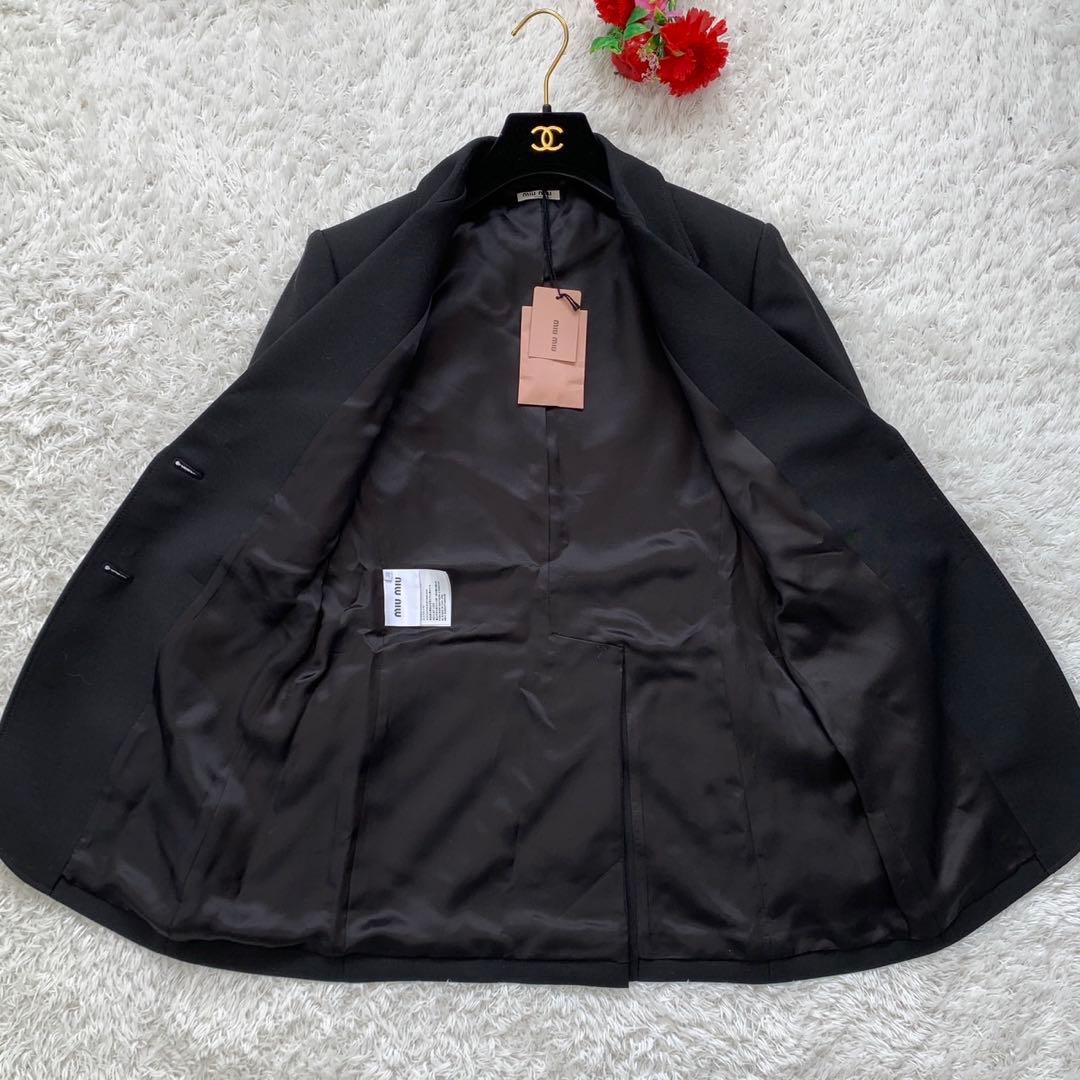 ［タグ付き未使用］MIUMIU バックロゴ　テーラードジャケット　モヘヤ60