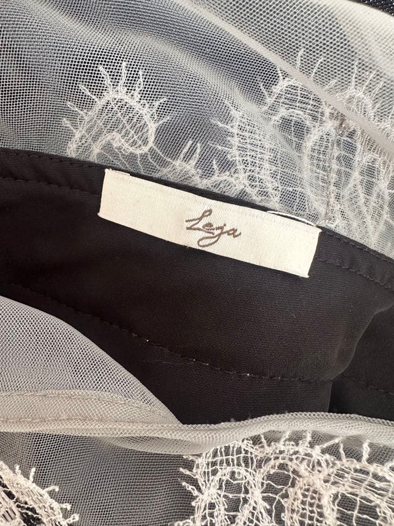 LEJA レースラメスリットロングワンピースドレス