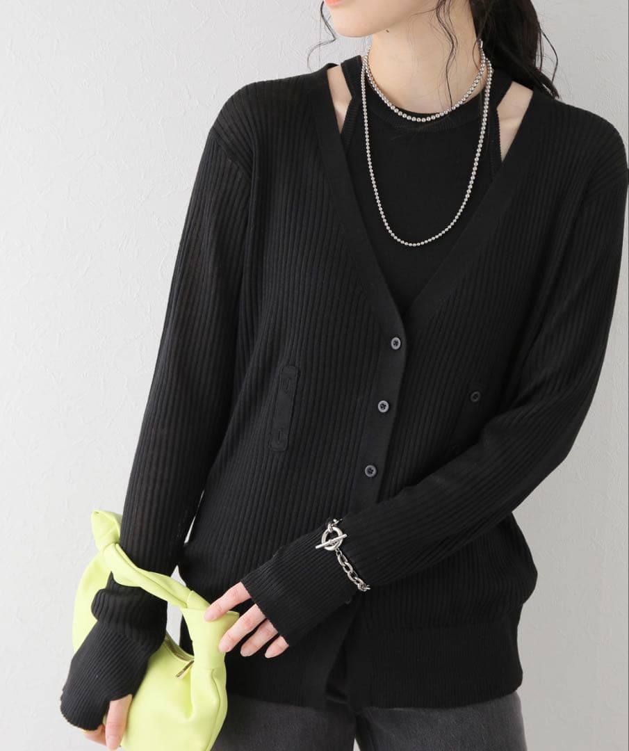 todayful レイヤードニットカーディガン