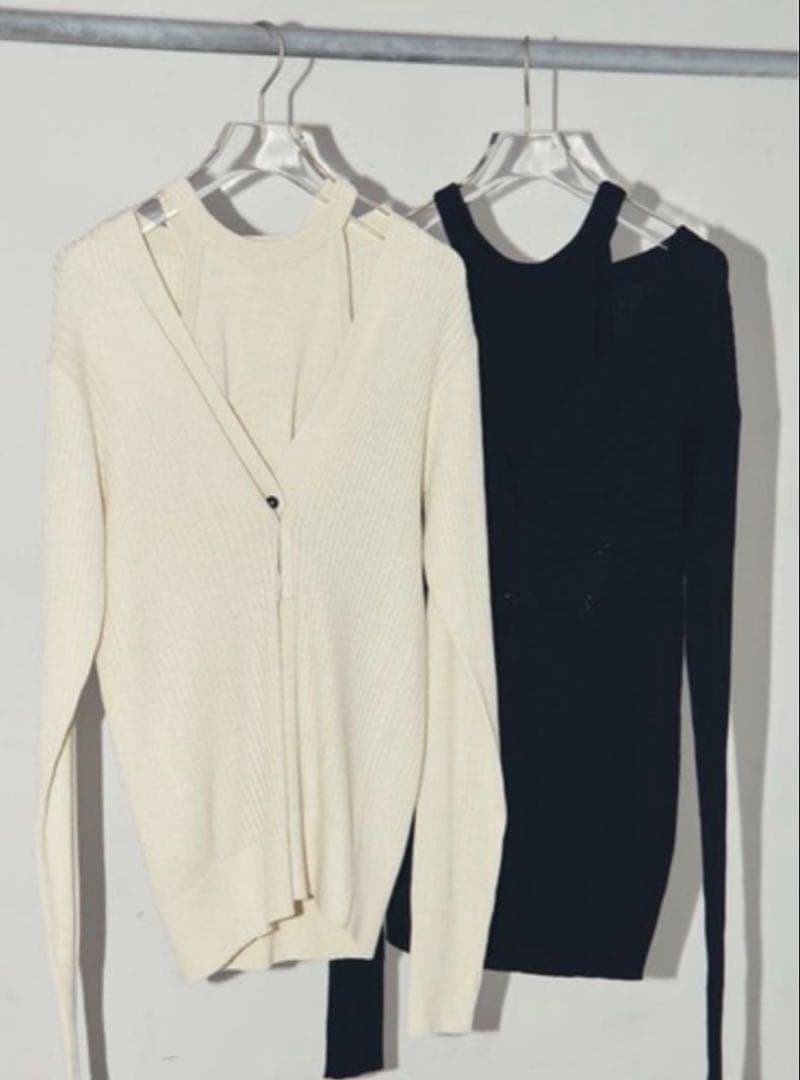 todayful レイヤードニットカーディガン