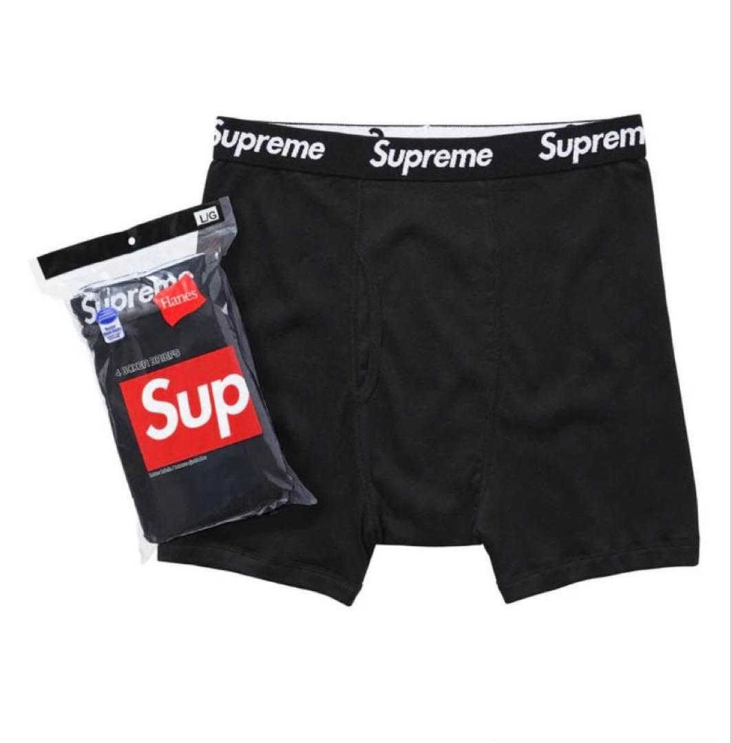 Supreme ボクサーパンツ Ｌサイズ ４枚セットブラック