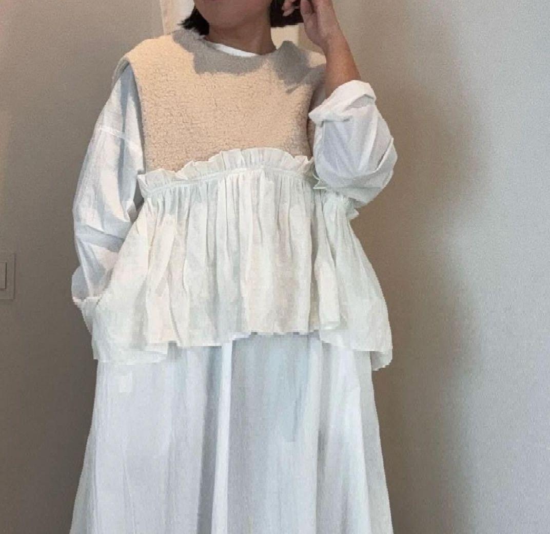 【ito fukuoka】 BOA vest《beige×white》ボアベスト