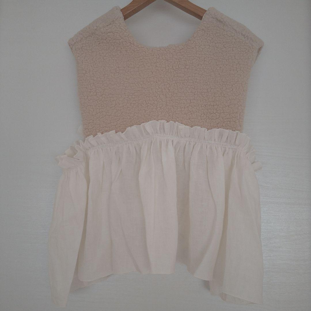 【ito fukuoka】 BOA vest《beige×white》ボアベスト