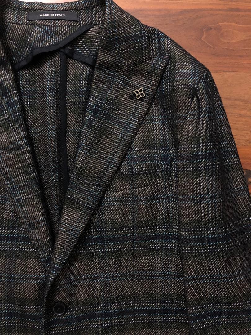 【秋冬】TAGLIATOREタリアトーレグレンチェックジャケット48グリーン