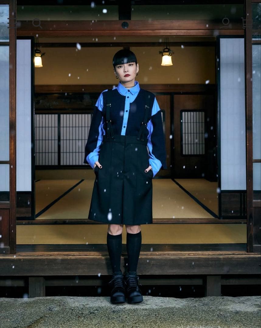 エンフォルド　ウール　ハーフパンツ　ブラック