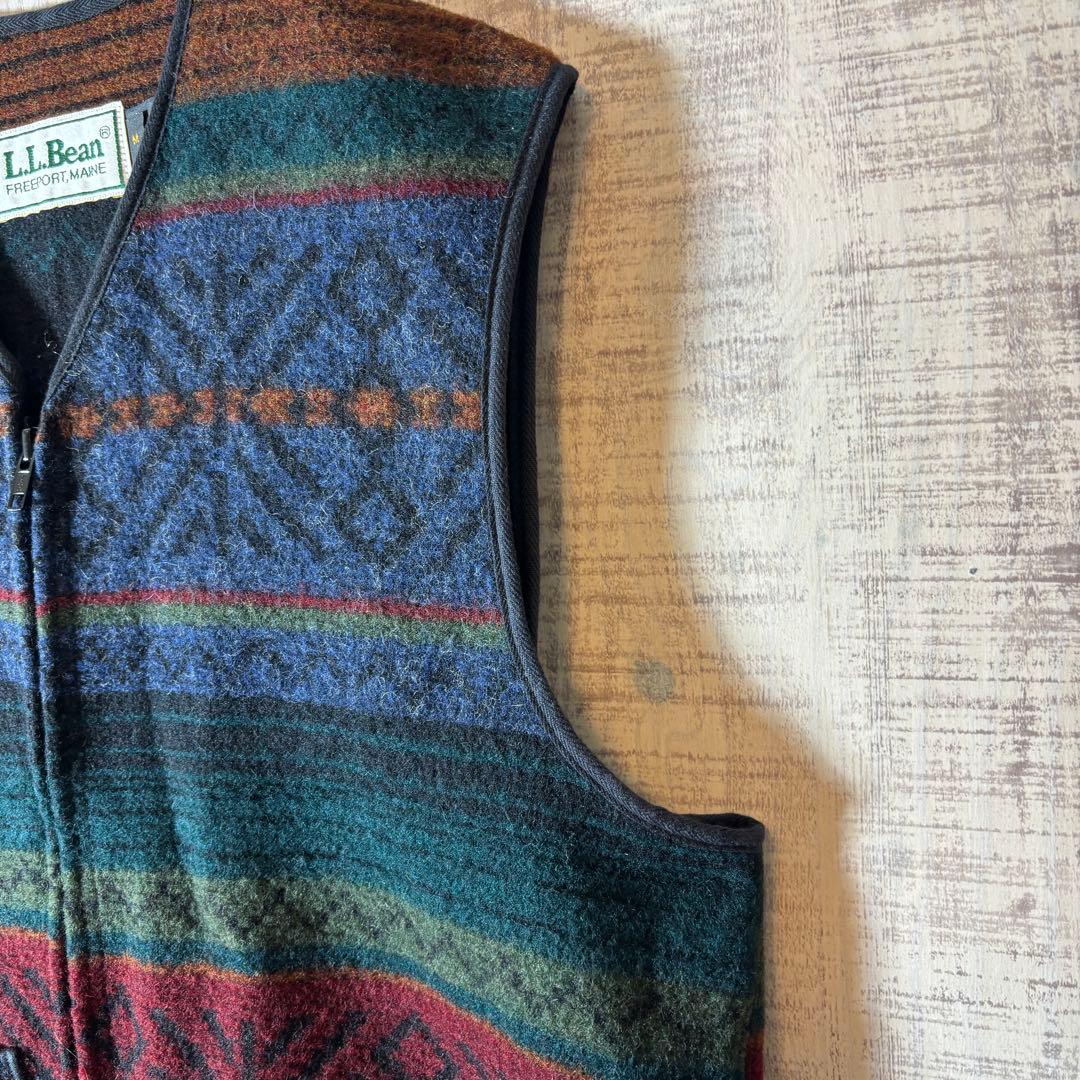 L.L.Bean エルエルビーン　ウールベスト　総柄　M アメリカ製