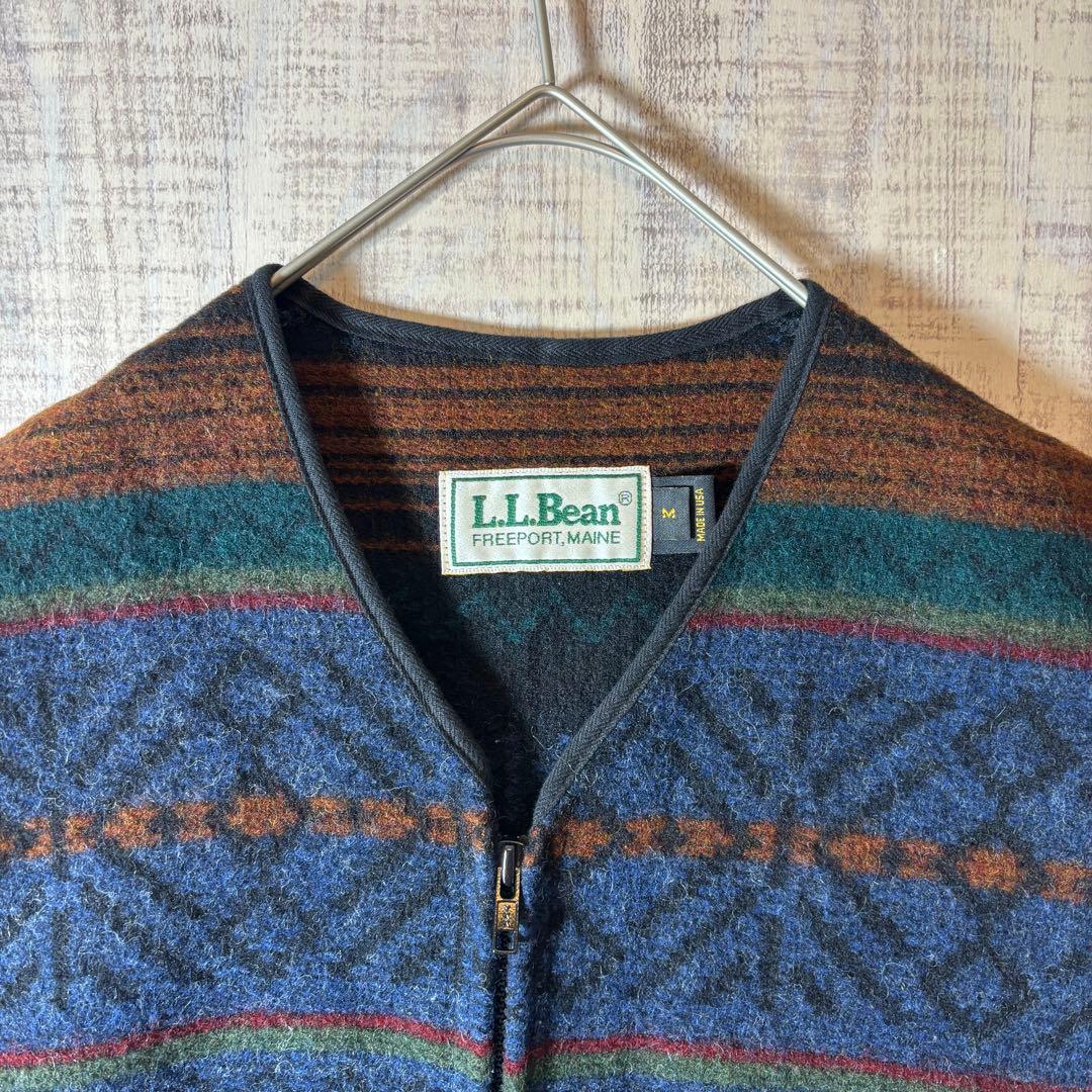 L.L.Bean エルエルビーン　ウールベスト　総柄　M アメリカ製
