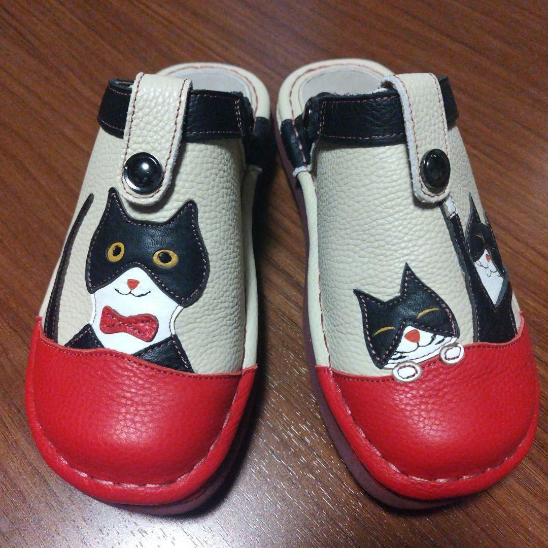 未使用品　エスタシオン　靴　サンダル　猫