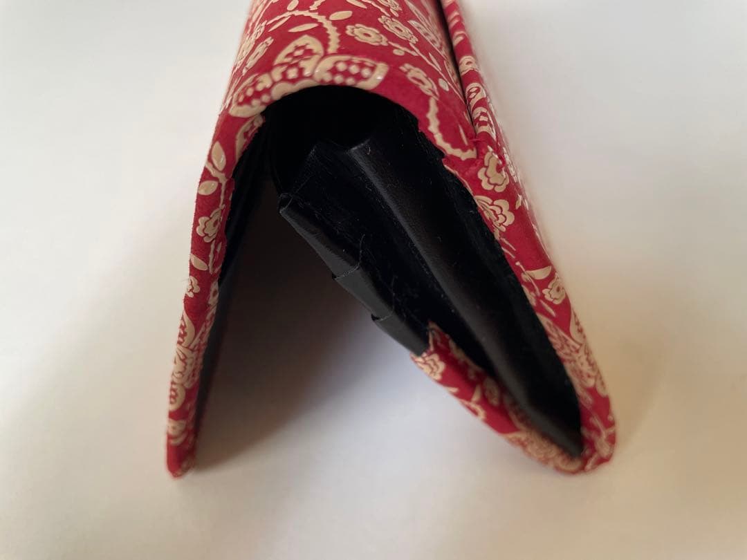 【印傳屋】新品　クレマチス　赤漆　長財布