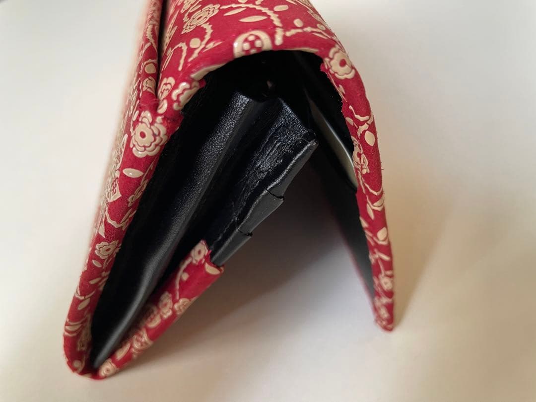 【印傳屋】新品　クレマチス　赤漆　長財布