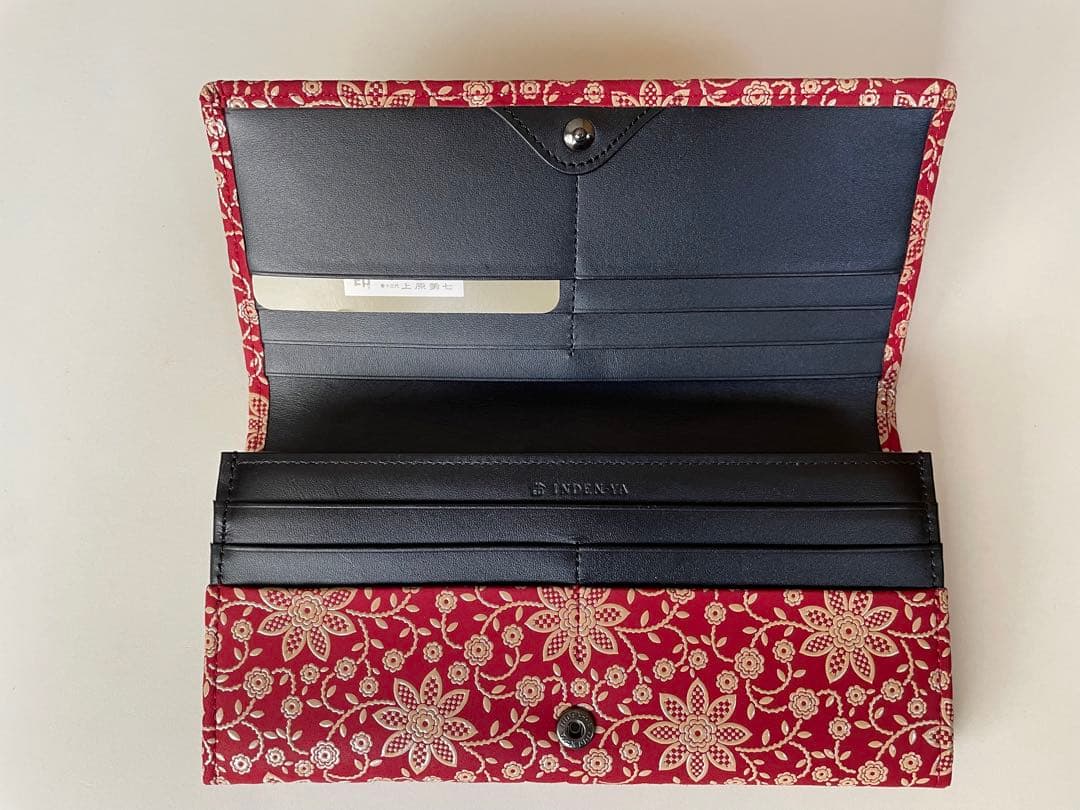 【印傳屋】新品　クレマチス　赤漆　長財布