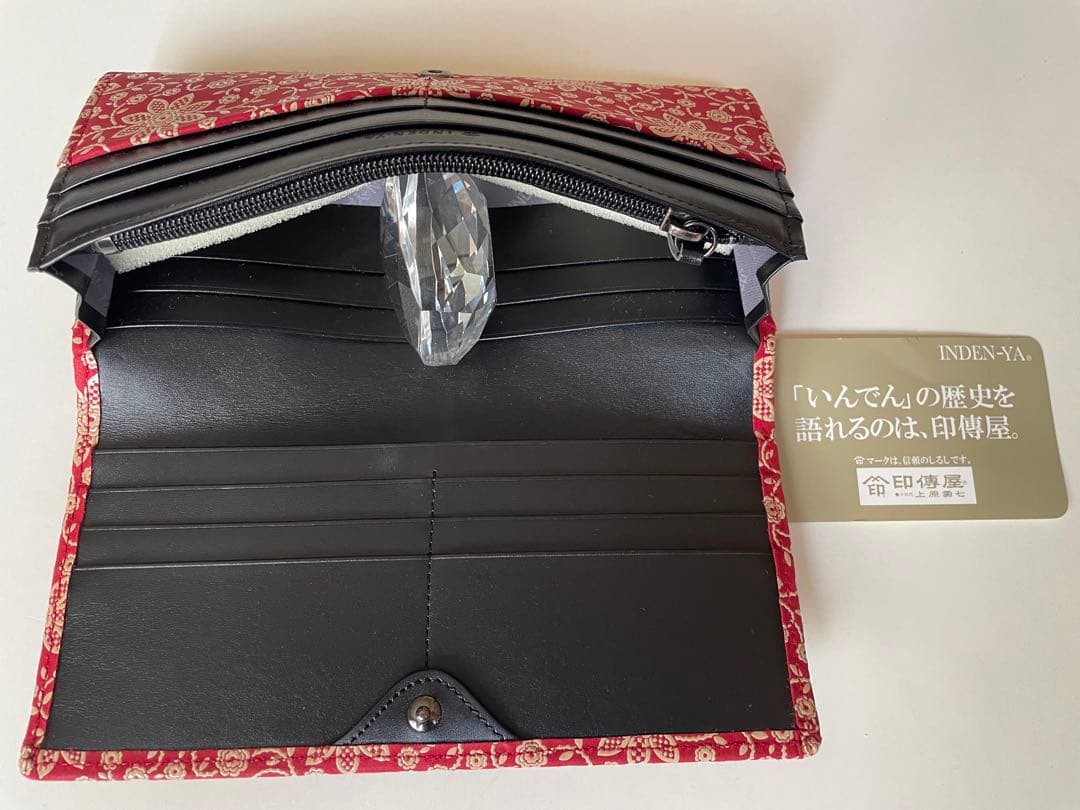 【印傳屋】新品　クレマチス　赤漆　長財布