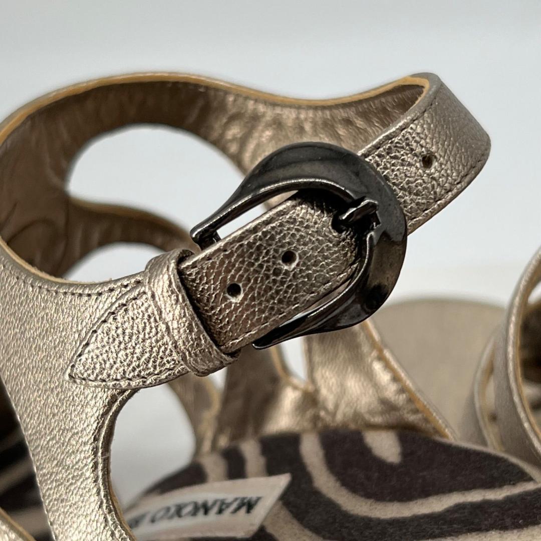 美品✨マノロブラニク ビジュー装飾付き サンダル ミュール ゼブラ 36