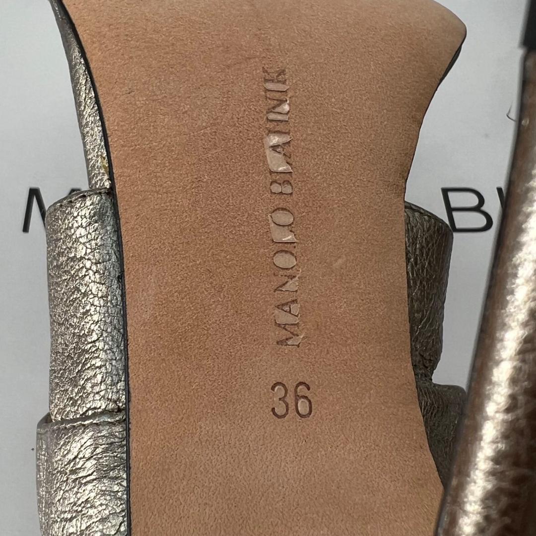 美品✨マノロブラニク ビジュー装飾付き サンダル ミュール ゼブラ 36