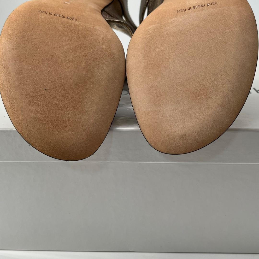 美品✨マノロブラニク ビジュー装飾付き サンダル ミュール ゼブラ 36