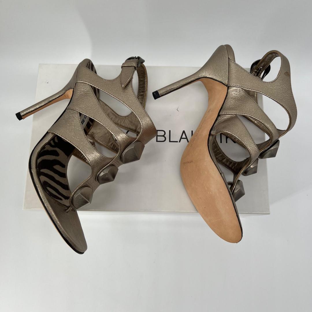 美品✨マノロブラニク ビジュー装飾付き サンダル ミュール ゼブラ 36