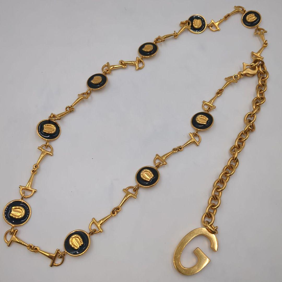 美品 GUCCI グッチ ホースビット ロゴ ネックレス チェーン